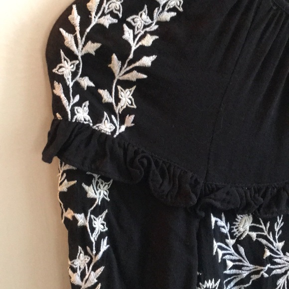 Zara black boho top with ruffles and embroidery S - Picture 4 of 5